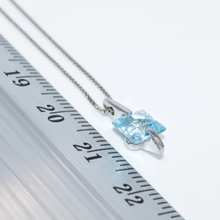 Cadena Veneciana Oro Blanco 18k + Colgante Azul