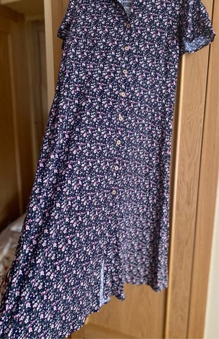 Vestido azul marino floral largo