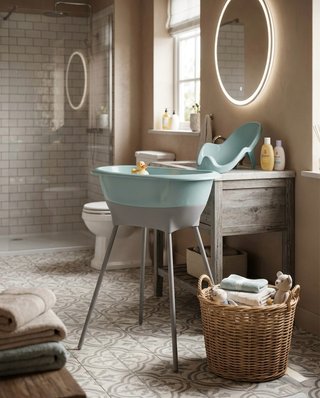 Bañera Luma Mint con adaptador para recién nacido