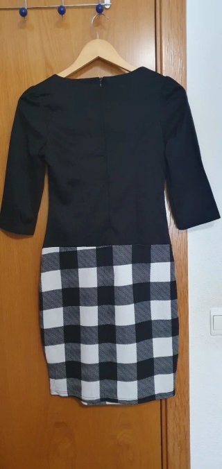 Vestido Negro y Blanco Cuadros