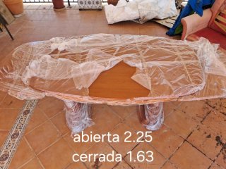 Mesa comedor y 6 sillas tapizadas naranja