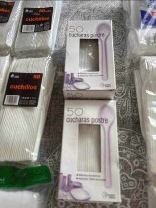 Lote Cubiertos Desechables Plástico Blanco