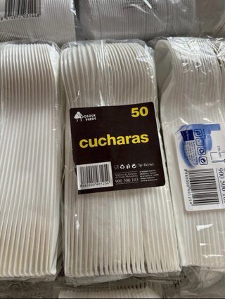 Lote Cubiertos Desechables Plástico Blanco