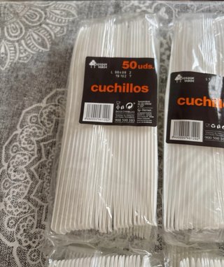 Lote Cubiertos Desechables Plástico Blanco