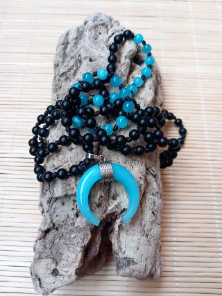 Collar Japamala 108 cuentas Onix y Amazonita