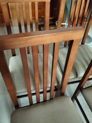 4 Sillas Comedor Madera Tapizadas Beige