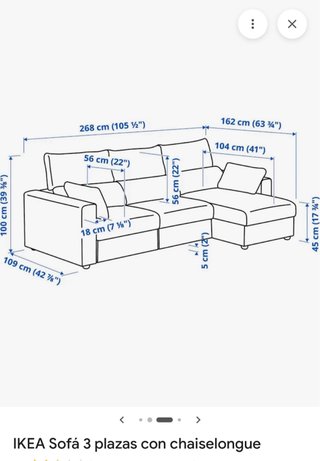 Sofá Eskilstuna Ikea 3 plazas chaiselongue
