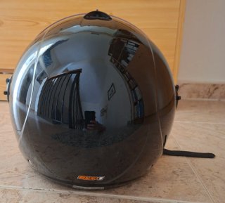 Casco abierto negro con visera