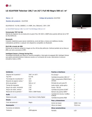 Televisión LG Scarlet 42 Negra/Roja