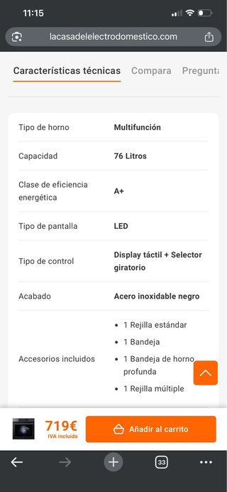 Horno LG Pirolítico Instaview 76L WS7D7632WB