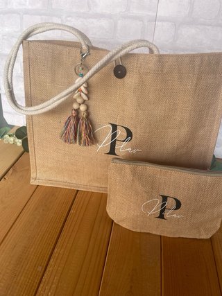 Bolso y neceser de yute