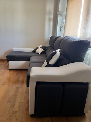 Sofá Chaiselongue Negro y Blanco