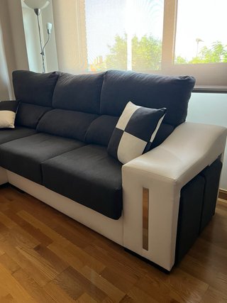 Sofá Chaiselongue Negro y Blanco