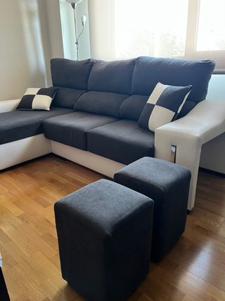 Sofá Chaiselongue Negro y Blanco