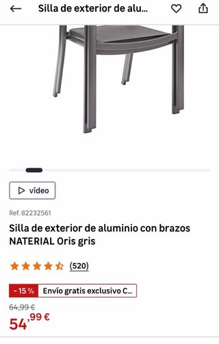 Conjunto de terraza Naterial Oris, Mesa + 2 sillas