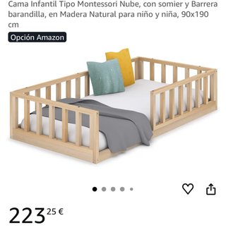 Cama Montessori Infantil Madera Natural 90x190