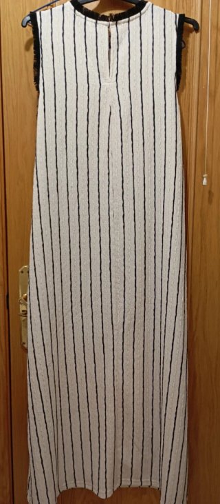 Vestido Sfera Rayas Beige Negro Talla XL