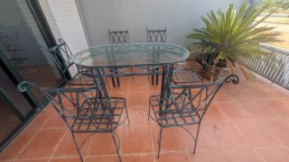 Mesa y 6 sillas de forja