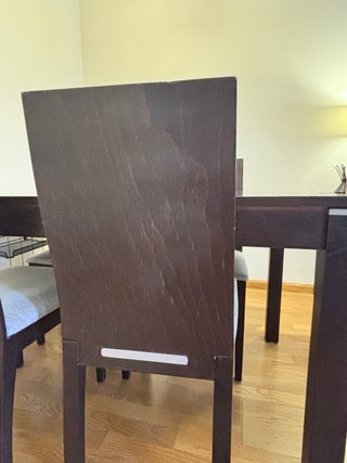 Mesa comedor extensible + 4 sillas, cristal madera