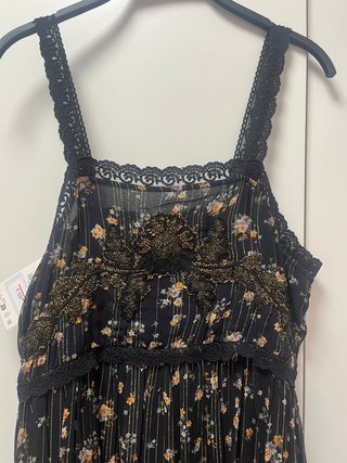 Vestido Zara Negro Flores Talla S Nuevo