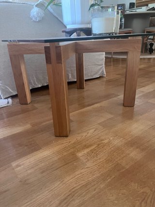 Mesa auxiliar madera y cristal