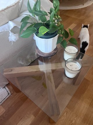 Mesa auxiliar madera y cristal