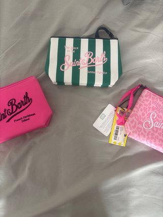 Pochette Saint Barth verde e bianca