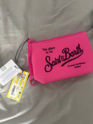 Pochette Saint Barth verde e bianca