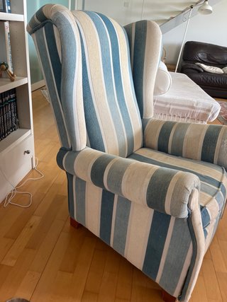 Butaca Vintage Rayas Azul y Beige