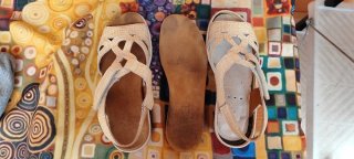 Sandalias Lumel Tiras Beige Blanco Talla 37