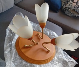 Plafón tulipas metal y cristal + tulipa extra