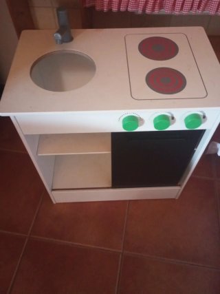Cocina de Juguete Madera Blanca y Verde