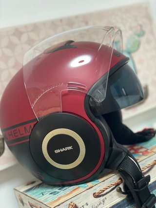 Casco Moto Shark Street Neon Talla M Rojo Mate + V