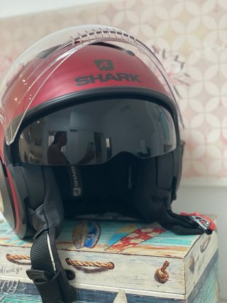 Casco Moto Shark Street Neon Talla M Rojo Mate + V