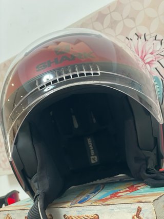Casco Moto Shark Street Neon Talla M Rojo Mate + V