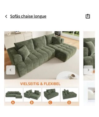 Sofá esquinero modular verde
