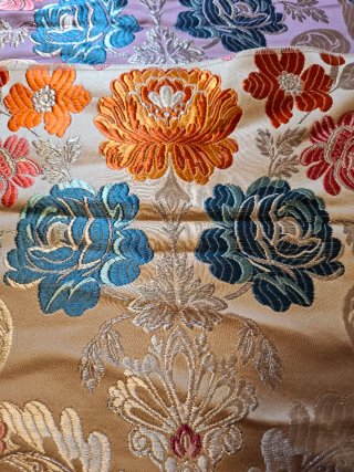 Lote 2 Telas Seda Bordadas Flores 70x30cm