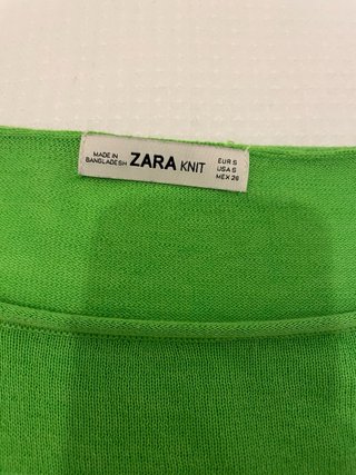 Jersey Zara verde manga larga