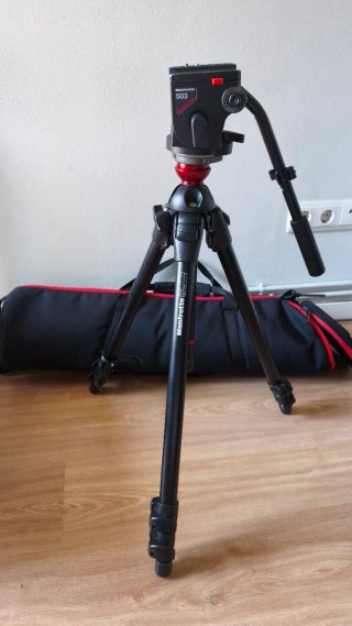 Trípode Manfrotto 755B + Cabezal Fluido 503