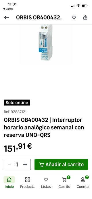 Interruptor horario analógico ORBIS UNO D