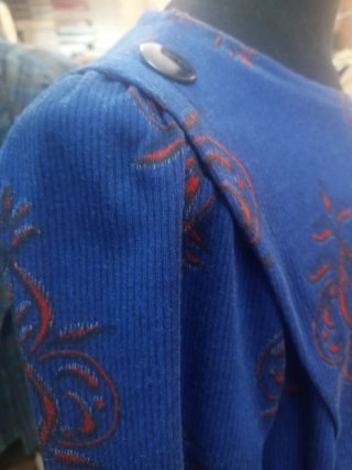 Vestido vintage estampado azul y rojo