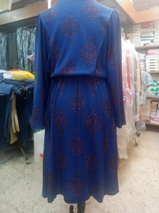 Vestido vintage estampado azul y rojo