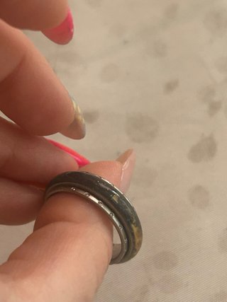 Anillo antiestrés plateado y marrón