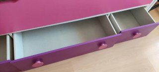 Cama nido 3 cajones rosa y blanco