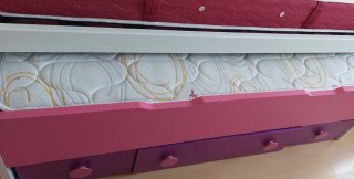 Cama nido 3 cajones rosa y blanco