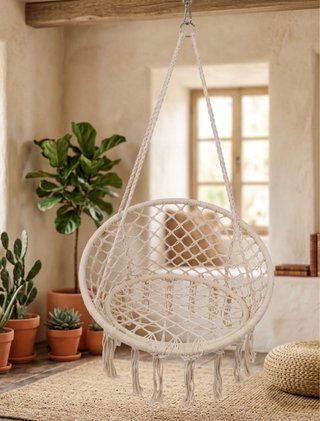 Asiento Columpio Macramé Beige