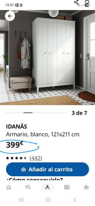 Armario Ikea IDANAS blanco