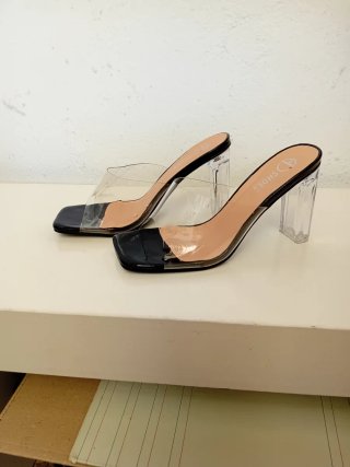 Sandalias de verano transparentes tacón