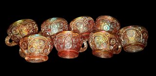 8 tazze da punch /tè 1910-1925 carnival glass