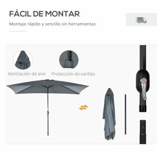 Sombrilla Recta Aluminio 200x300cm